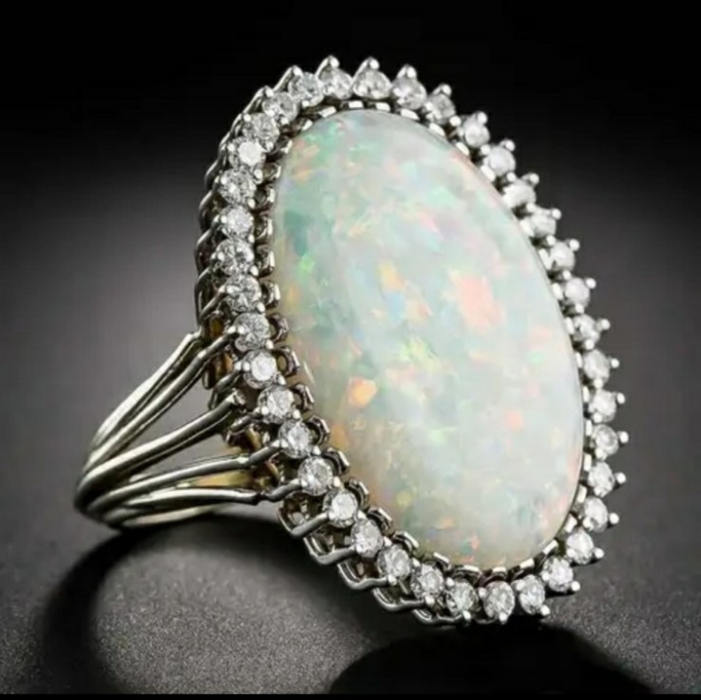 Opulent Silver Opal Women's Ring